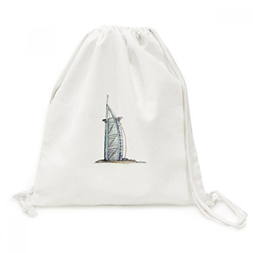 Toile Drawstring Backpack Burj Al-Arab motif Dubaï de haute qualité