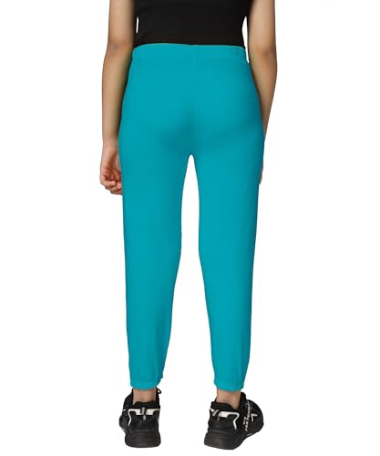 Image of KYDA KIDS Girls Mid Rise 100% Pure Cotton Track Pants | Regular Fit Elastic Waist Casual Wear | Soft Comfortable Kids Trousers (Pack of 2)