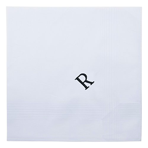 Image of Retreez 8 Pc Pure Cotton Initial Monogrammed Men's Handkerchiefs Hanky Gift Set