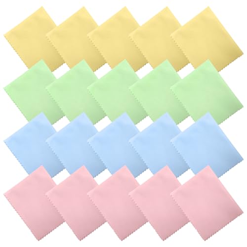 SYEYCW 20 Piezas Gamuza Limpia Gafas, Paños Limpiadores de Microfibra, Paños Limpiadores de Gafas Reutilizables, para Limpiar Lentes, Gafas, Pantallas, Teléfonos, Tabletas, Lentes de Cámaras