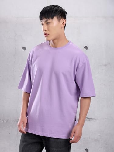 Image of Beyoung Looper Solid Oversized Tshirt for Men | Round Neck | Drop Shoulder | Half Sleeves | Plain Oversized Tshirt
