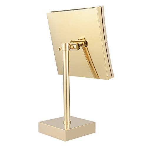 Dowry Tabletop Led Lighted 5X Magnifying Makeup Mirror Square With Plug 8 Inch Polished Gold Finished #TOP6