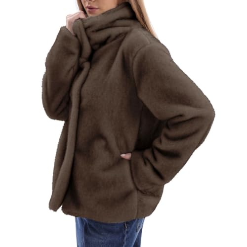 Amazhiyu Women's Faux Fur Coat Winter Long Sleeve Stand Collar Jackets Warm4