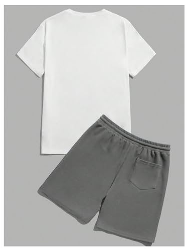 GORGLITTER Men's Letter Graphic Print T Shirts Short Sleeve Top & Shorts Casual Two Piece Sets2