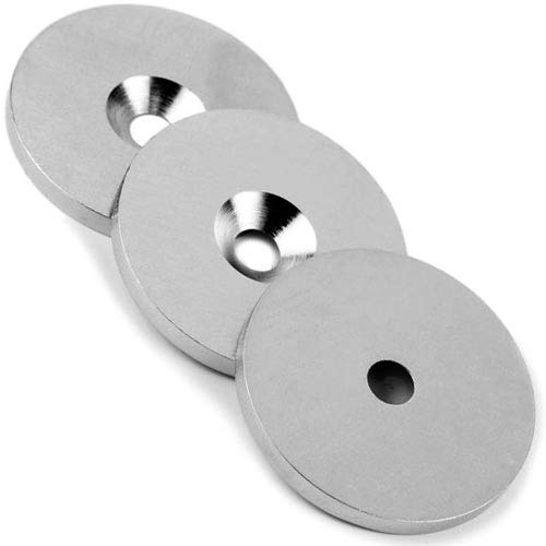60 x Metallscheiben mit Bohrung und Senkung - Ø40mm x 3mm - aus Stahl (DC01) verzinkt - Metallplättchen rund mit Loch (Senkbohrung) - Gegenstück/Haftgrund für Magnete, Menge: 60 Stück