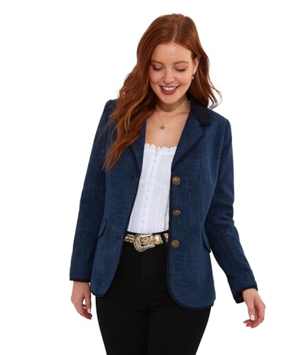 Image of Joe Browns Women's Fashion Checked Single Breasted Jacket, Regular Fit, Blue, UK 18