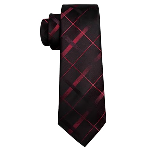 Image of YOHOWA Men Plaid /Striped Ties Set Silk Business Wedding Formal Fashion Necktie and Pocket Square Cufflinks Set