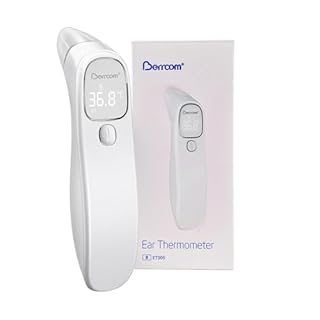 Berrcom Termometro Fronte e Orecchio Termometro Febbre Infrarossi Senza Contatto Termometro Neonato Digitale con Allarme Febbre, Lettura Istantanea, Interruttore °C/°F