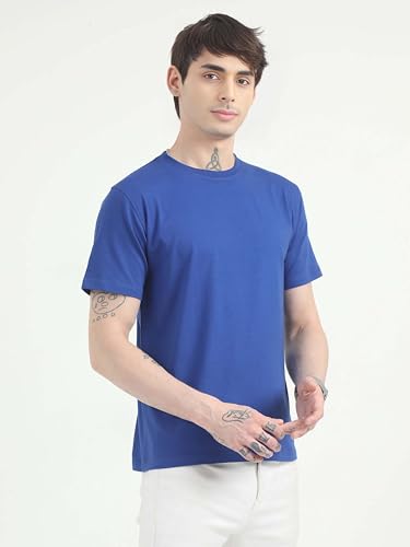 Image of Men's Plain Cotton Crew Neck T-Shirt Regular Fit Short Sleeve Tee