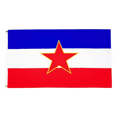 AZ FLAG - Bandeira da Iugoslávia - 90 x 60 cm - Bandeira jugoslava 100% poliéster com ilhoses de metal integrados - 50 g - Cores vivas e resistentes à descoloração