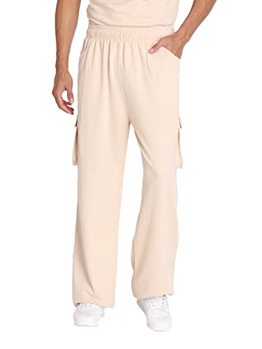 Image of CHKOKKO Men's Baggy Track Pants for Gym Workout Running Casual Wear Sports Lower with Pockets Adjustable Drawstring Waist Lightweight Quick Dry Activewear Fitness