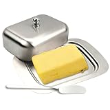 Butterhalter – Edelstahl-Aufbewahrungsbehälter, abgedeckte Schale für Zuhause, Küche, Arbeitsplatten-Organizer mit Deckel, Speisekammer-Zubehör, Tischdekoration, kompakter Servierteller für Wohnung