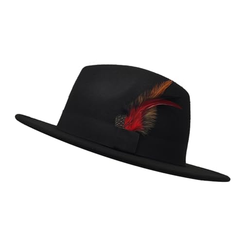 Image of Mens Fedora Hats Classic Wide Brim Fedora Hat for Women Men Dress Hats Panama Hat with Band