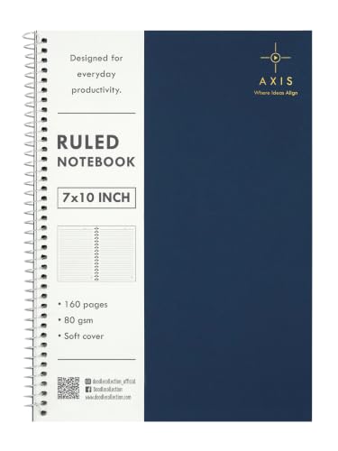 Image of DOODLE B5 Spiral Notebook Set of 3 | 7 x 10 Inch Large Ruled Notebooks | 160 Lined Pages, 80 GSM Thick Paper | Soft Cover Journal for Study, Office, Work & Note Taking (AXIS)