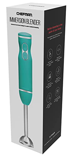 Chefman Immersion Stick Hand Blender With Stainless Steel Blades, Powerful Electric Ice Crushing 2-Speed Control Handheld Food Mixer, Purees, Smoothies, Shakes, Sauces & Soups, Turquoise #TOP7