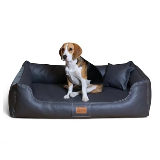 dibea Hundebett Hundekissen Hundesofa abwischbar mit Wendekissen (L) 110x80 cm schwarz/grau 4 tierlando Maddox Ortho VISCO Hundebett Kunstleder Hundesofa S M L XL XXL 70cm - 150cm Größe: MO4-LL 100cm | Farbe: 02 Graphit