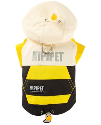 ISUPY 可愛い ペット服 春秋 犬服 Tシャツ 小中型犬 柔らかい 保温 ドッグウェア パーカー フード付き 小型犬 中型犬 子犬 チワワ 猫服 脱毛保護 洋服 お散歩お出かけ (XL,イエロー)