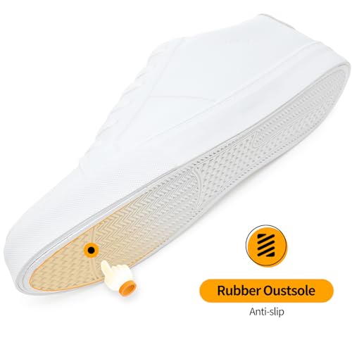 ZGR Men's Synthetic Leather White Sneakers,Low Top White Tennis Shoes,Lace up Casual Shoes3