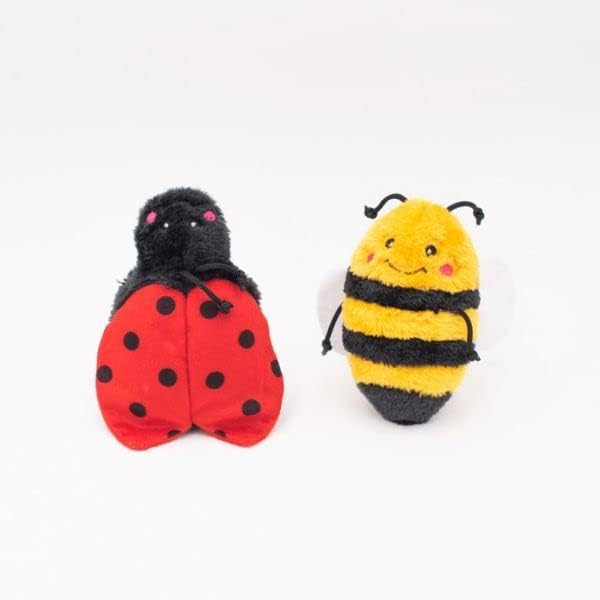 ZippyPaws Crinkle 2-Pack Bee and Ladybug, Multicolours, 7 x 4 x 3 in