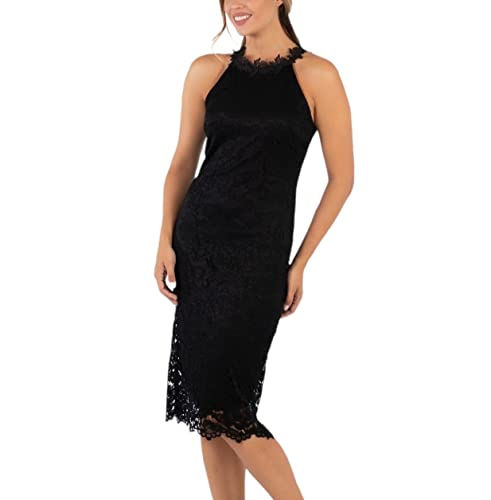 Mer's Style - Vestido de Fiesta Elegante con Encaje, Negro Talla XL-44 Mujer Cover