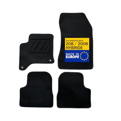 Tapis de voiture Peugeot 208 Hybride 2008 moquette noire sur mesure auto