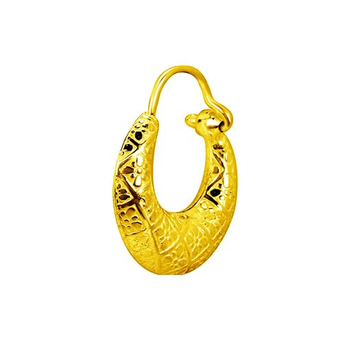 Image of SIVYAA Men's Single Piece Kaju Shape Bali Hoop Earrings | Pure 925 Silver | Size 10 mm to 16 mm | Textured Piercing Ear Ring | Bold Cool Look | Gift Item 4 Men Boys Kids | 6 Month Warranty, 1 Pcs