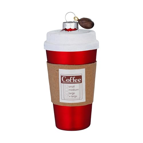 Christbaumschmuck Glas 10,2cm - Kaffeebecher Figur zum Aufhängen -...