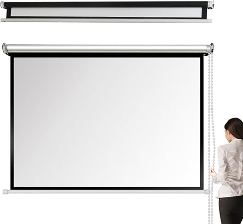 4: 3/16: 9 Hd Tela De Projetor Manual Com Bloqueio Automático, Tela De Projeção Fixa, Tela Retrátil Montada Na Parede E No Teto Para Home Theater Cinema Office Movie Tv Ga, White Fiberglass, 4:3 60'