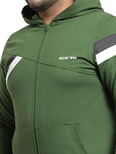 Image of Kalt Men Full Sleeves Zipper Fleece Striped Hoodie