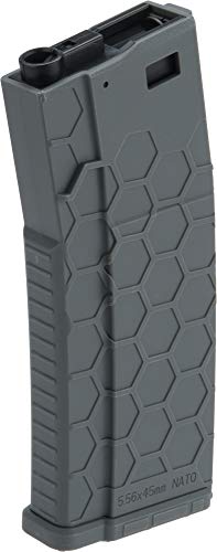 Evike Airsoft - EMG/Helios Hexmag Airsoft 300rds Polymer FlashMag Magazine for M4 / M16 Series Airsoft AEG Rifles (Color: Grey/Single)