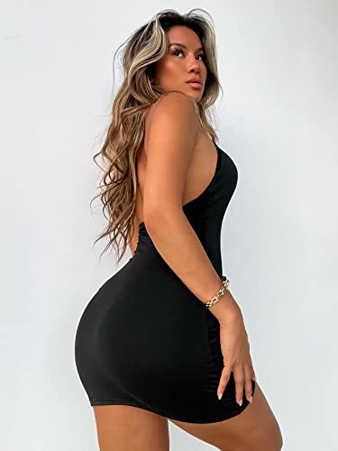 Verdusa Women's Going Out Dresses Cut Out Backless Halter Bodycon Mini Dress Birthday Concert Rave Outfits2