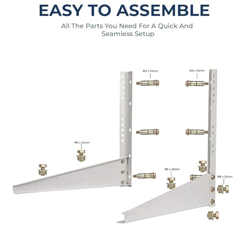 Image of Amazon Basics Heavy Duty AC Stand | Rust Proof Iron Air Conditioner Outdoor Unit Mounting Bracket, Supports Upto 200kg Weight | Air Conditioner Stand Comes with Necessary Wall Fittings - Pack of 1