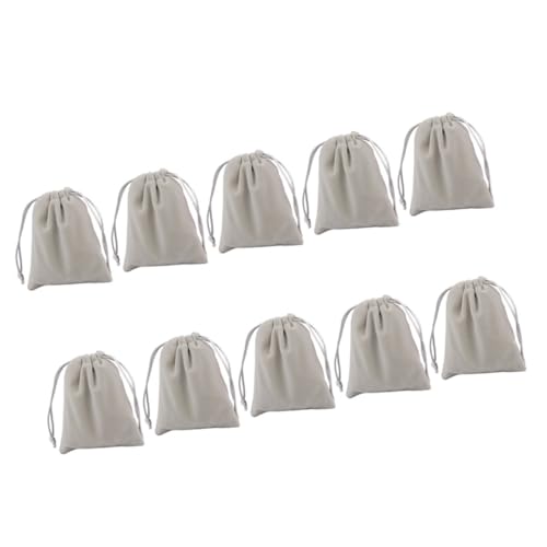 OKUMEYR 10個 小型グレー巾着袋 ジュエリーアクセサリー収納用ドローストリングバッグ 携帯便利で再利用可能 小物やお守り入れにも
