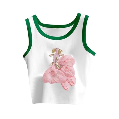 2-Pack Girls Cute Floral Print Summer Cotton Tank Tops Crewneck Sleeveless Color Block Tee Shirts for Boys 5-11 Years3