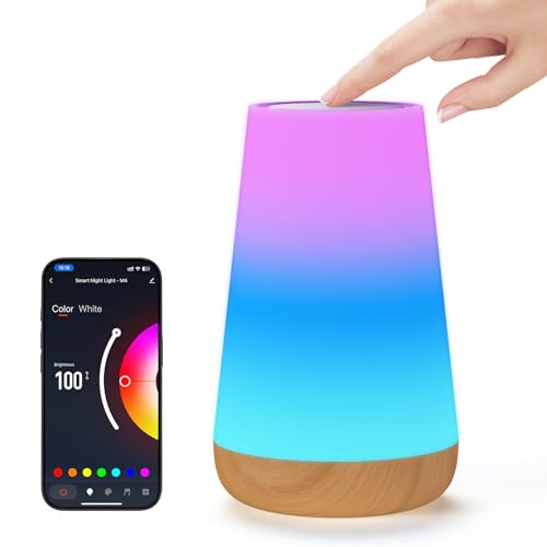 Bonsery Smart LED Lampada da Comodino Tocco Dimmerabile, RGBICWW Lampada da Tavolo WiFi Luce Notturna Bambini Funzione con Alexa, Google Assistant e Tuya Smart APP, 32 modalità e 2700-6500K con Timer