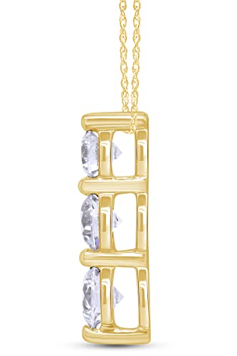 Round Cut Simulated Birthstone Three Stone Journey Pendant Necklace Jewelry for Women in 14k White Gold Over Sterling Silver Along with 18" Silver Chain3