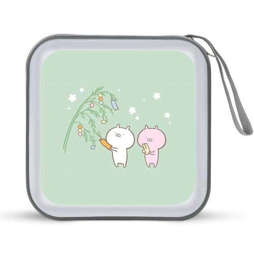 うさ まる CDケース プラケース DVD収納ケース CD収納ボックス ディスクケース 防水 メディアケース 大容量 40枚収納 小型 持ち運び便利 薄型 ファスナー付 旅行