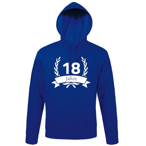 shirt84 18 cumpleaños en la corona de laurel hombres sudadera con capucha, Azul Royal., L