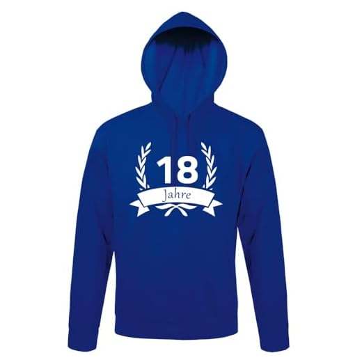 shirt84 18 cumpleaños en la corona de laurel hombres sudadera con capucha, Azul Royal., L