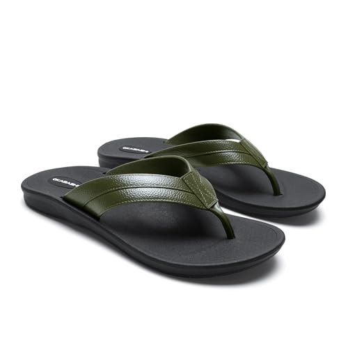 Image of OKABASHI Men's Voyager Flip Flop | Scultped Footbed w /Nonslip Grip | Slip Resistent & Waterproof | Sustainably Made in the USA