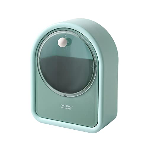 LOVIVER Contenedor de almacenamiento de bastoncillos de algodón montado en la prueba de polvo resistente con tapa transparente organizador duradero, VERDE