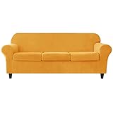 HENBULA Stretch Sofa Slipcovers, Thick Velvet Sofa Covers for 3 Cushion Couch Soft Couch Cover Furni