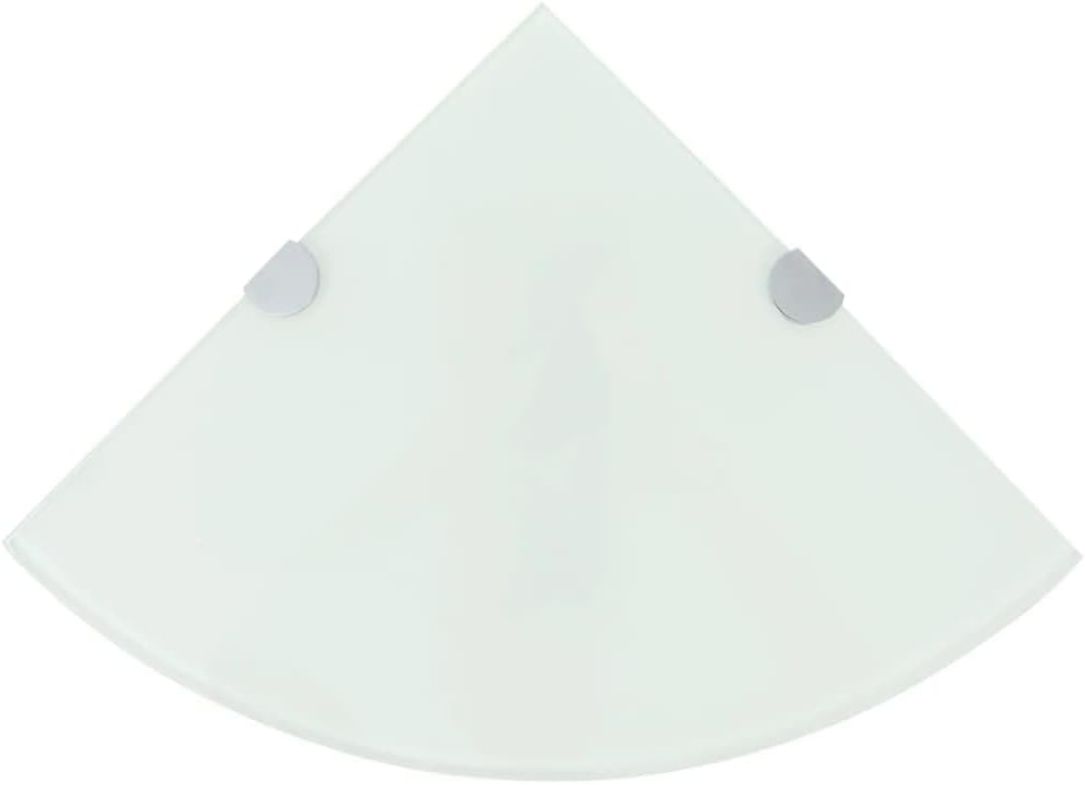 Corner Shelf Set of 2, White Tempered Glass 9.8 x 9.8 Inch, Space-Saving Wall Shelves for Bathroom, Kitchen, Living Room Decor