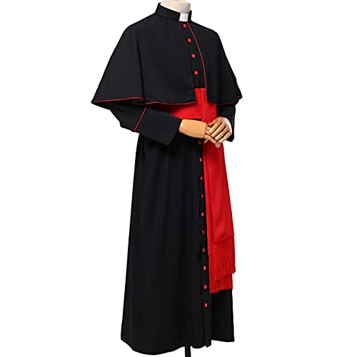 BLESSUME Priest Soutane Roman Cassock Costume Minister Choir Cassock with Cincture Band Belt3