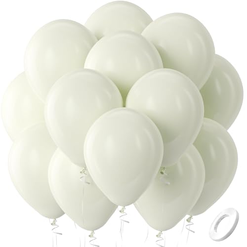 Bezente Beige Balloons Latex Party Balloons - 100 Pack 12 inch Round Helium Cream Ivory White Balloons for Wedding Birthday Gender Reveal Easter Tea Boho Decorations