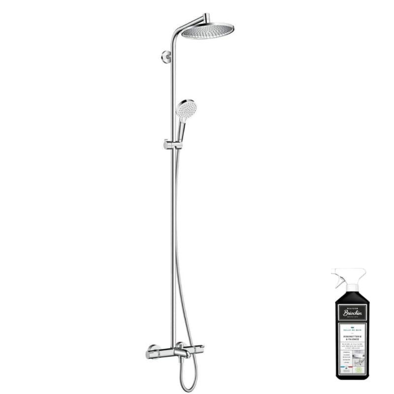 Hansgrohe Colonne Bain Douche thermostatique Crometta S 240 chromée + nettoyant Briochin