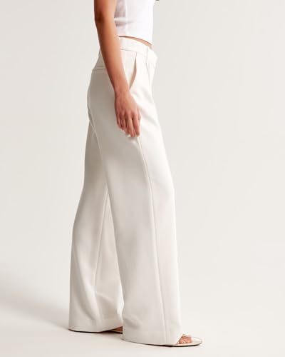 Image of Elendra Cotton Blend Wide Leg Pants for Women | HIGH Waist Formal Baggy Pants