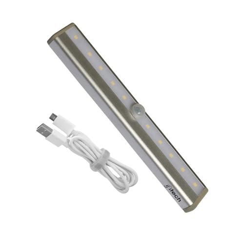 Image of IFITech Motion Sensor Light | USB Rechargeable 10 Led Night Lamp for Home, Kitchen, Wardrobe, Cabinet, Cupboard, Stairs - Aluminium+ABS (Warm White- Pack of 1)