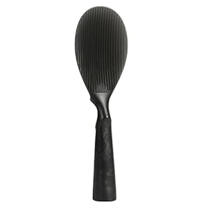 104Lab. Rice Scoop, Non-Cling, Standing, Freestanding, Black, Stylish, Easy to Clean, Made in Japan