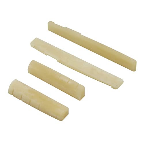 Miwayer Acoustic Guitar Bridge Unbleached Bone 6 Strings Saddle and Nut Made of Real Natural Bone (Acoustic Bridges 2 pair)